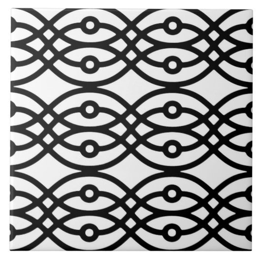 Carreau Kimono imprimé, noir sur blanc (Devant)