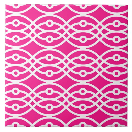 Carreau Kimono imprimé, rose fuchsia et blanc (Devant)