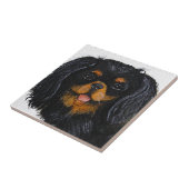 Carreau King Charles Cavalier Spaniel noir et bronzé (Côté)