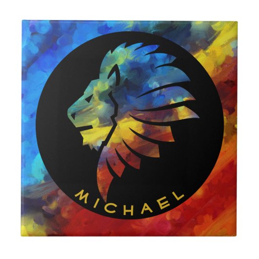 Carreau King of the jungle watercolor name monogram (Devant)