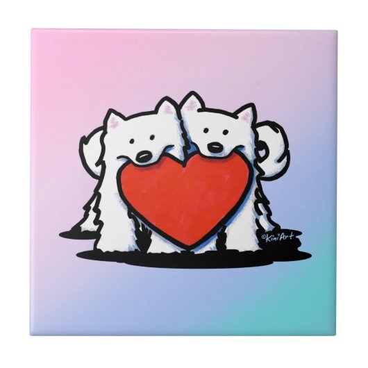 Carreau KiniArt Samoyed Duo Plein de Sentiment (Devant)