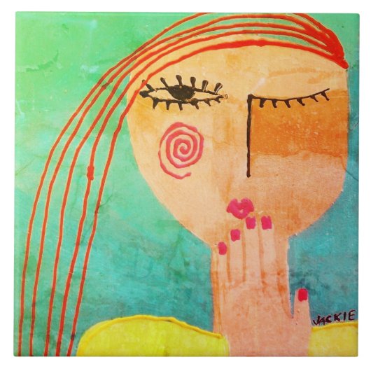 Carreau Kiss Portrait Abstrait d'une femme (Devant)