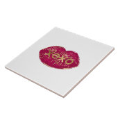 Carreau Kiss Red Lips Gold Parties scintillant XOXO (Côté)