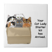 Carreau Kit de démarrage de Dame Chats Drôles Humour Blanc (Devant)