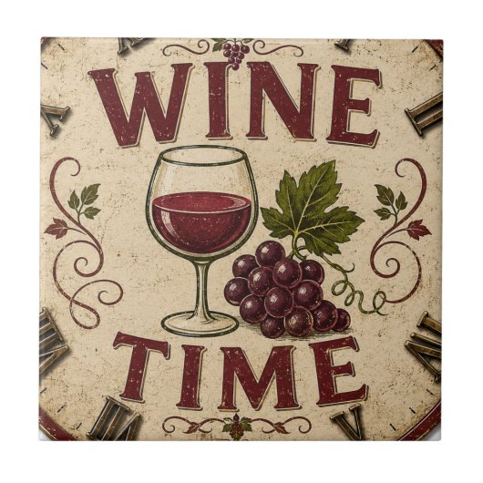 Carreau Kitchen Farmhouse Decor Wine Time (Devant)