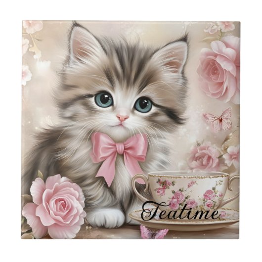 Carreau Kitten à l'heure du thé (Devant)