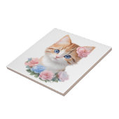 Carreau Kitten avec Fleurs Féline Whimsical (Côté)