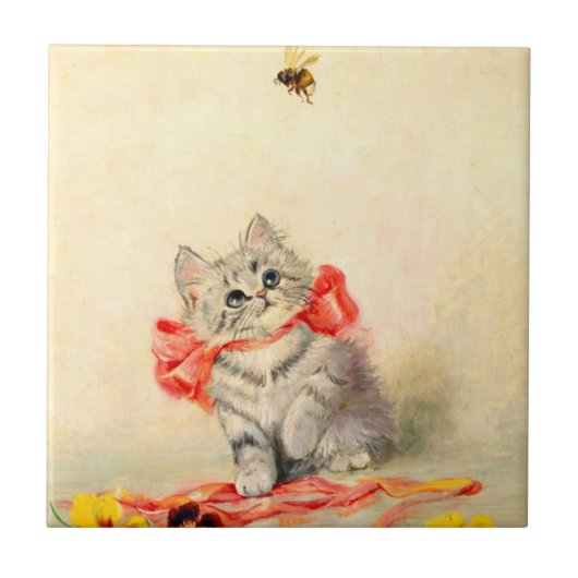Carreau Kitten avec ruban rouge (Devant)
