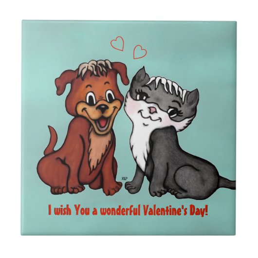 Carreau Kitty and Puppy, Joyeuse Saint Valentin ! (Devant)