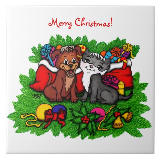 Carreau Kitty et chiot, Happy XMas (Devant)