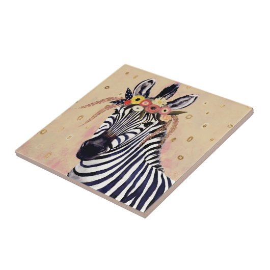 Carreau Klimt Zebra | Orné De Fleurs (Côté)