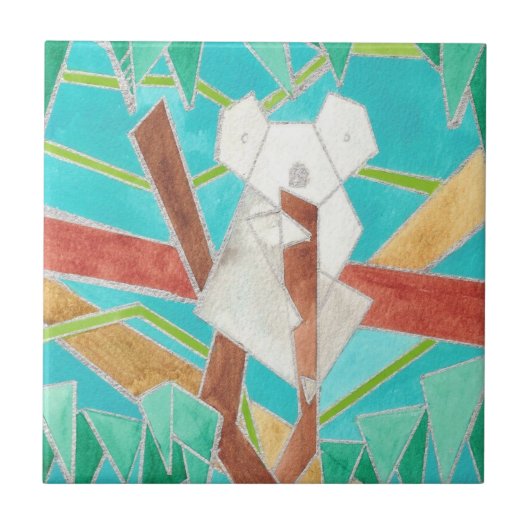 Carreau Koala dans l'arbre, Art abstrait original (Devant)