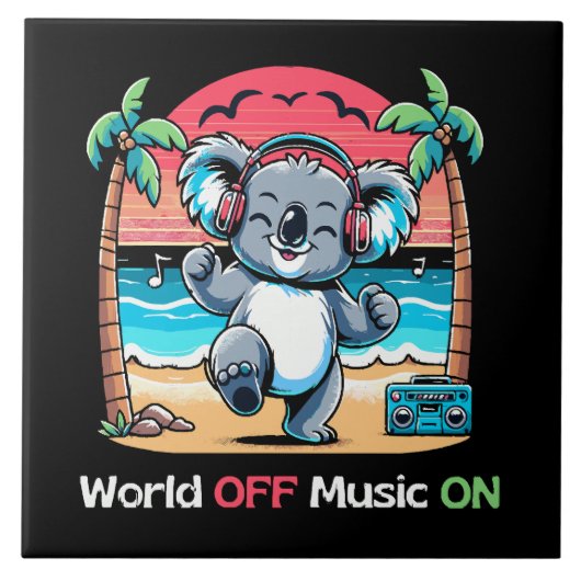 Carreau Koala vibre sur la plage (Devant)