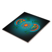 Carreau Kokopelli avec Sun Turquoise Design 6" (Côté)