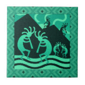 Carreau Kokopelli Sud-Ouest Turquoise Et Trivet Noir (Devant)