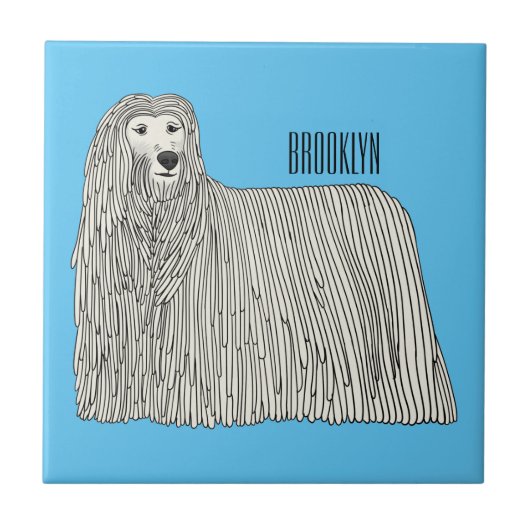 Carreau Komondor dog cartoon illustration (Devant)