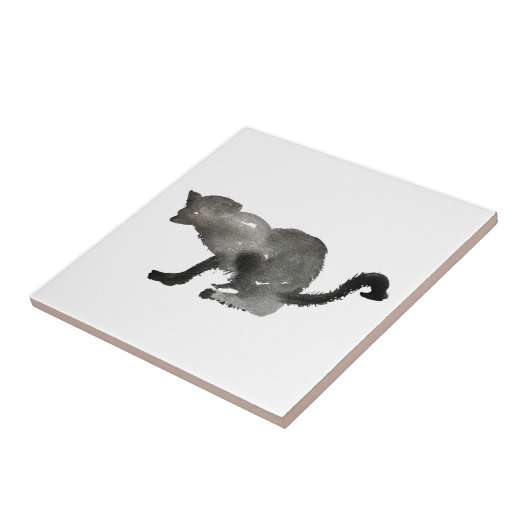 Carreau Kool noir aquarelle chaton (Côté)