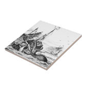 Carreau Kraken/poulpe Eatting un bateau de pirate, (Côté)