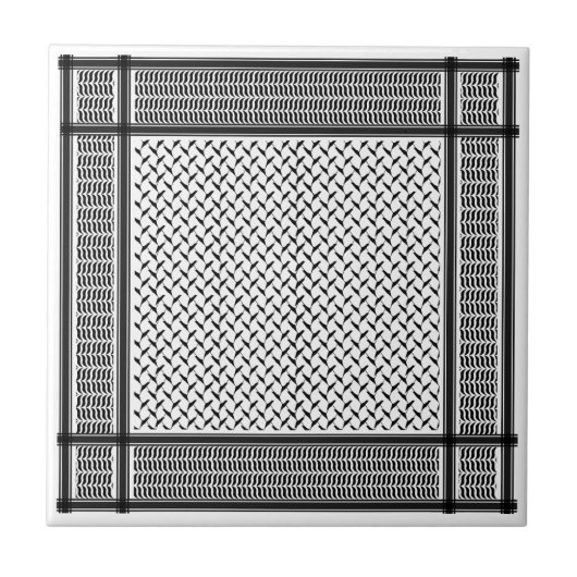 Carreau Kuffiya en Jordanie noir et blanc (Devant)