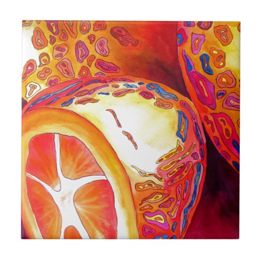 Carreau Kumquats agrumes oranges aquarelles fruits art (Devant)