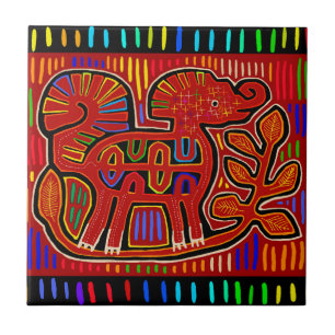 Carreau Kuna Indian Baby Elephant - Mola Folk Art