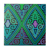 Carreau Kuna Indian Diamond Mola (Devant)