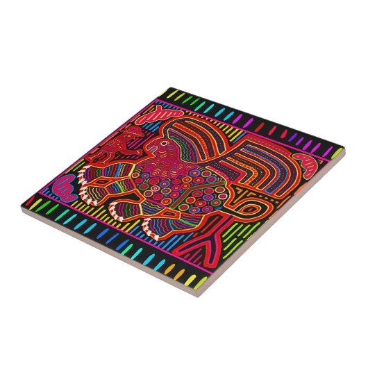 Carreau Kuna Indian Friendly Dragon (Côté)