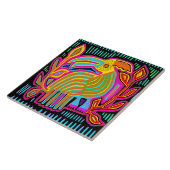 Carreau Kuna Indian Mola Parrot Ceramic Tile (Côté)