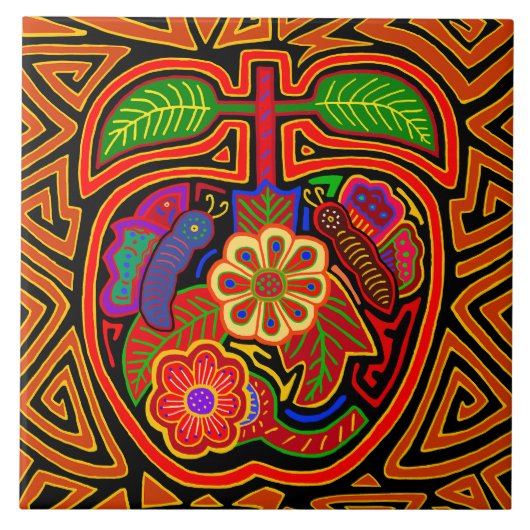 Carreau Kuna Indian Red Delicious Apple Ceramic Tile (Devant)