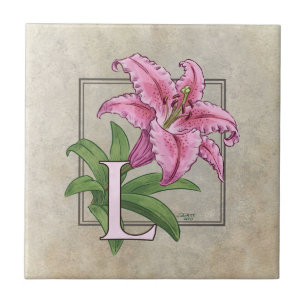 Carreau L pour Lily Flower Alphabet Monogram