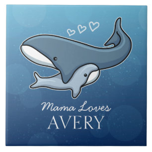 Carreau La baleine mignonne personnalisée de bébé de