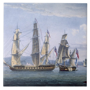 Carreau La capture de Le Sparviere le 3 mai 1810, engr