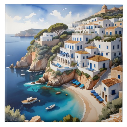 Carreau La côte d'Ibiza abrite de nombreuses belles îles g (Devant)