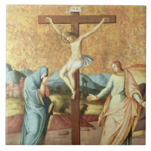 Carreau La crucifixion avec la Vierge et le St John l'Ev