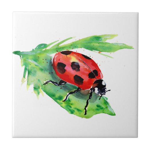 Carreau La Dame Bug sur une feuille verte (Devant)