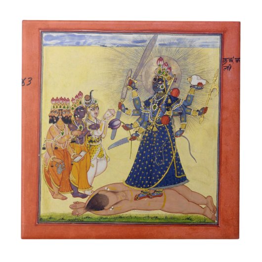 Carreau La déesse Bhadrakali adorée par les dieux 1675 (Devant)