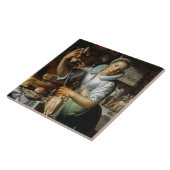 Carreau La domestique de cuisine (avec le Christ, Mary et (Côté)