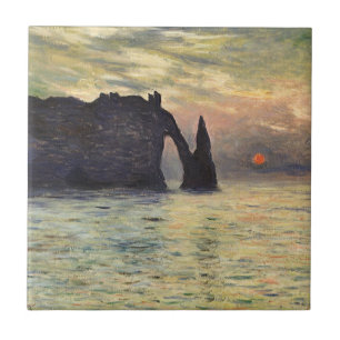 Carreau La falaise d'Etretat, Coucher de soleil de Claude