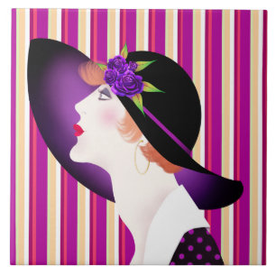 Carreau La femme Art Déco dans le grand Casquette