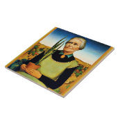 Carreau La femme avec Plantes par Grant Wood (Côté)