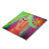 Carreau La femme et la peinture numérique Abstraite au sol (Côté)