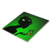 Carreau La femme papillons verts (Côté)