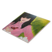 Carreau La fille et son tuile papillon (Côté)