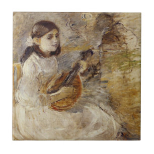 Carreau La fille joue de la mandoline (par Berthe Morisot)