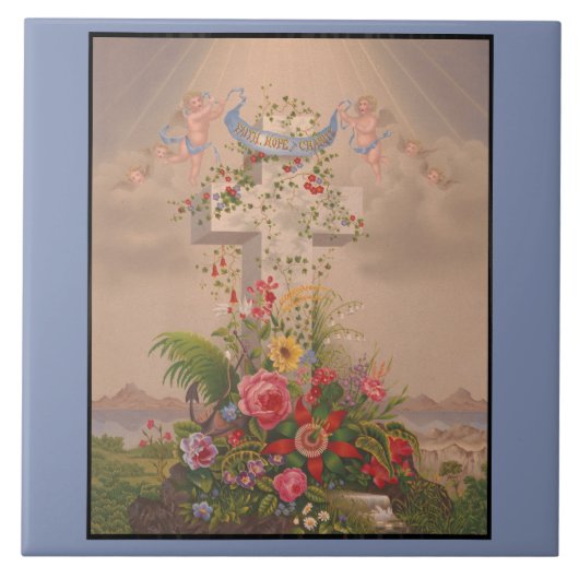 Carreau La Foi Espère Charité Et Fleurs (Devant)