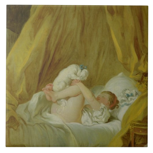 Carreau "La Gimblette", fille avec un chien, c.1770 (huile (Devant)