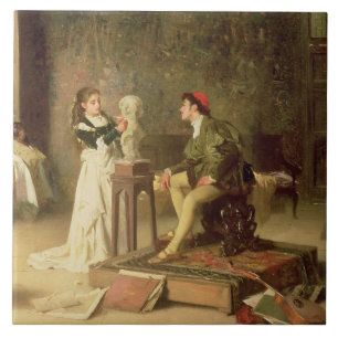 Carreau La jeune sculpteuse (huile sur la toile)