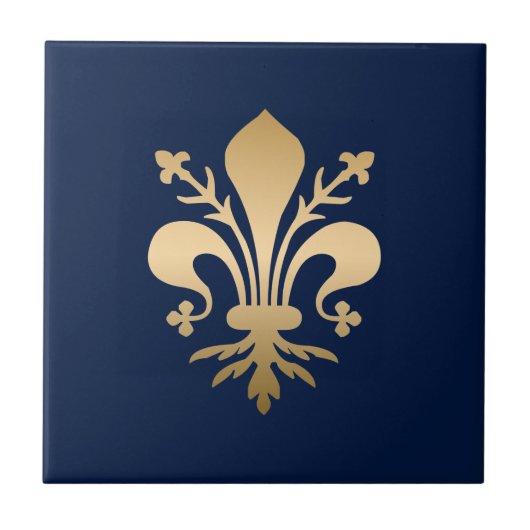 Carreau La luxueuse Gold Fleur de Lis Navy (Devant)