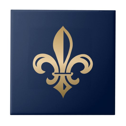 Carreau La luxueuse Gold Fleur de Lis Navy (Devant)