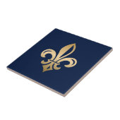 Carreau La luxueuse Gold Fleur de Lis Navy (Côté)